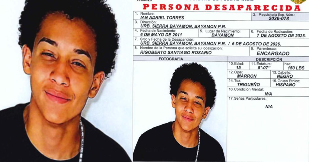 Buscan a adolescente de 15 años desaparecido en Urbanización Sierra Bayamón