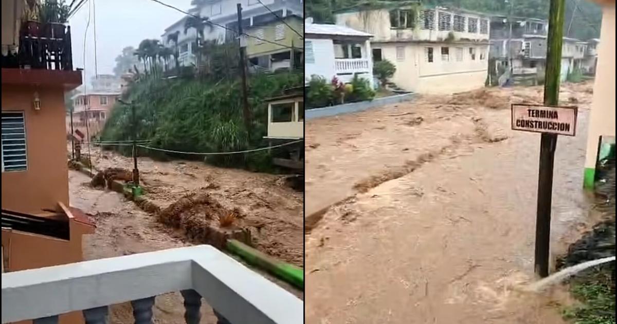 Fuertes inundaciones en Comerío por quebrada fuera de su cauce