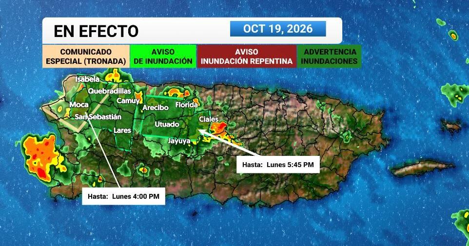 Emiten advertencias de inundaciones para pueblos del noroeste de Puerto Rico