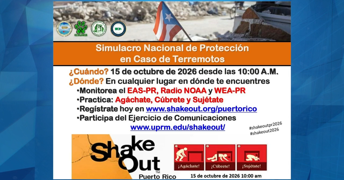 Gran ShakeOut Puerto Rico 2026: simulacro de terremoto se realizará el 15 de octubre