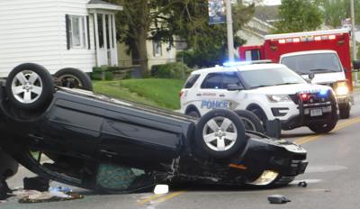 Sedan rollover results in one person transported