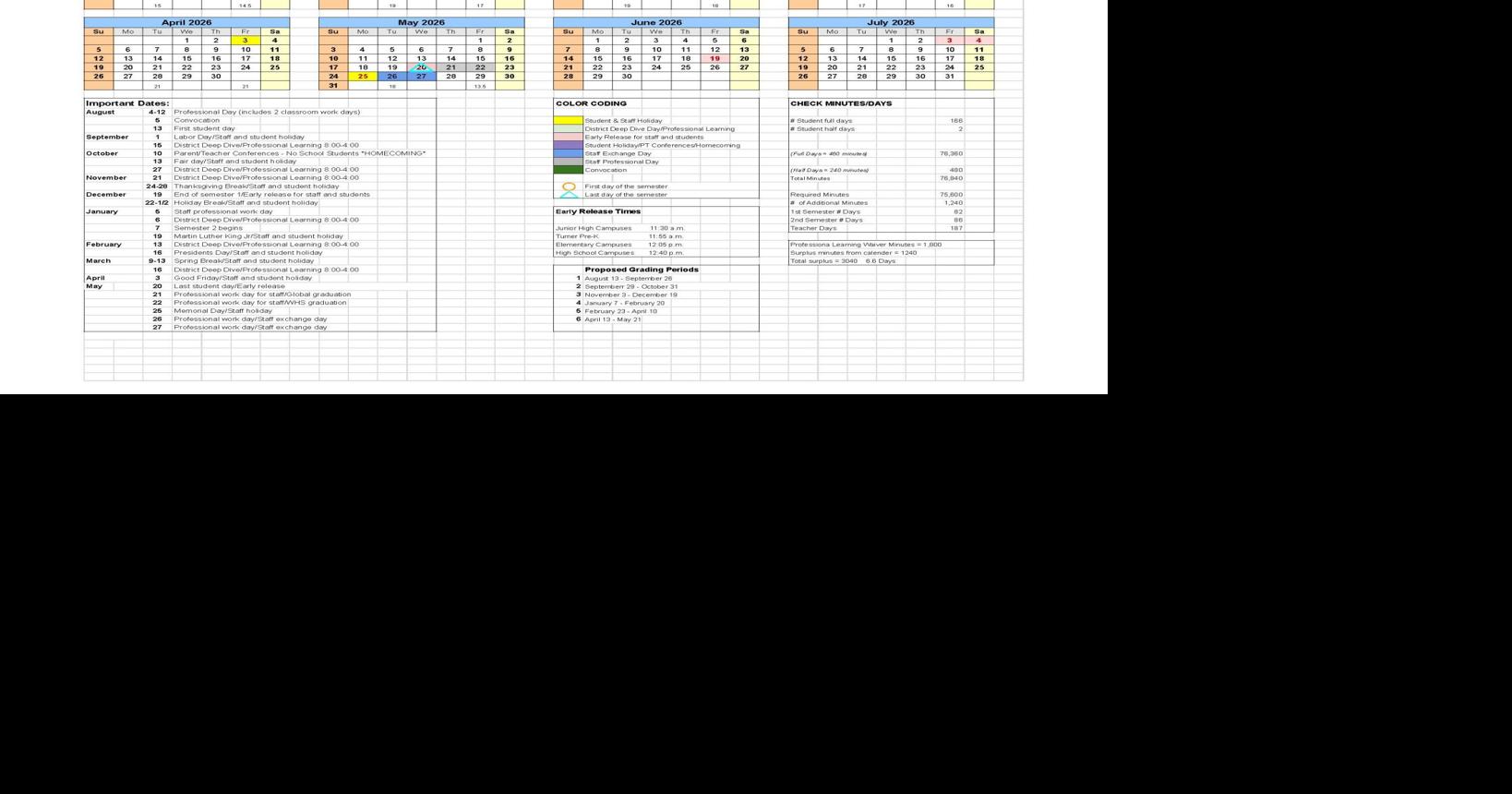 2025-26 School Board Calendar approved | Student Of Month ...