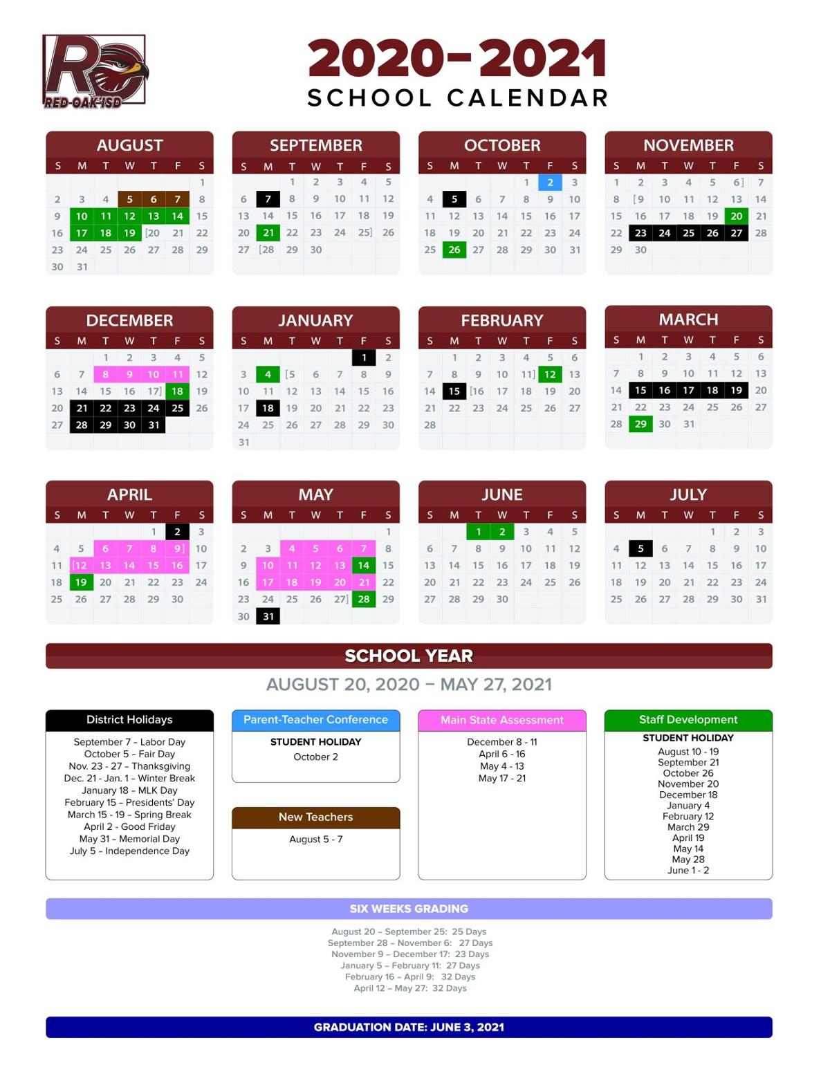 Red Oak Isd Calendar