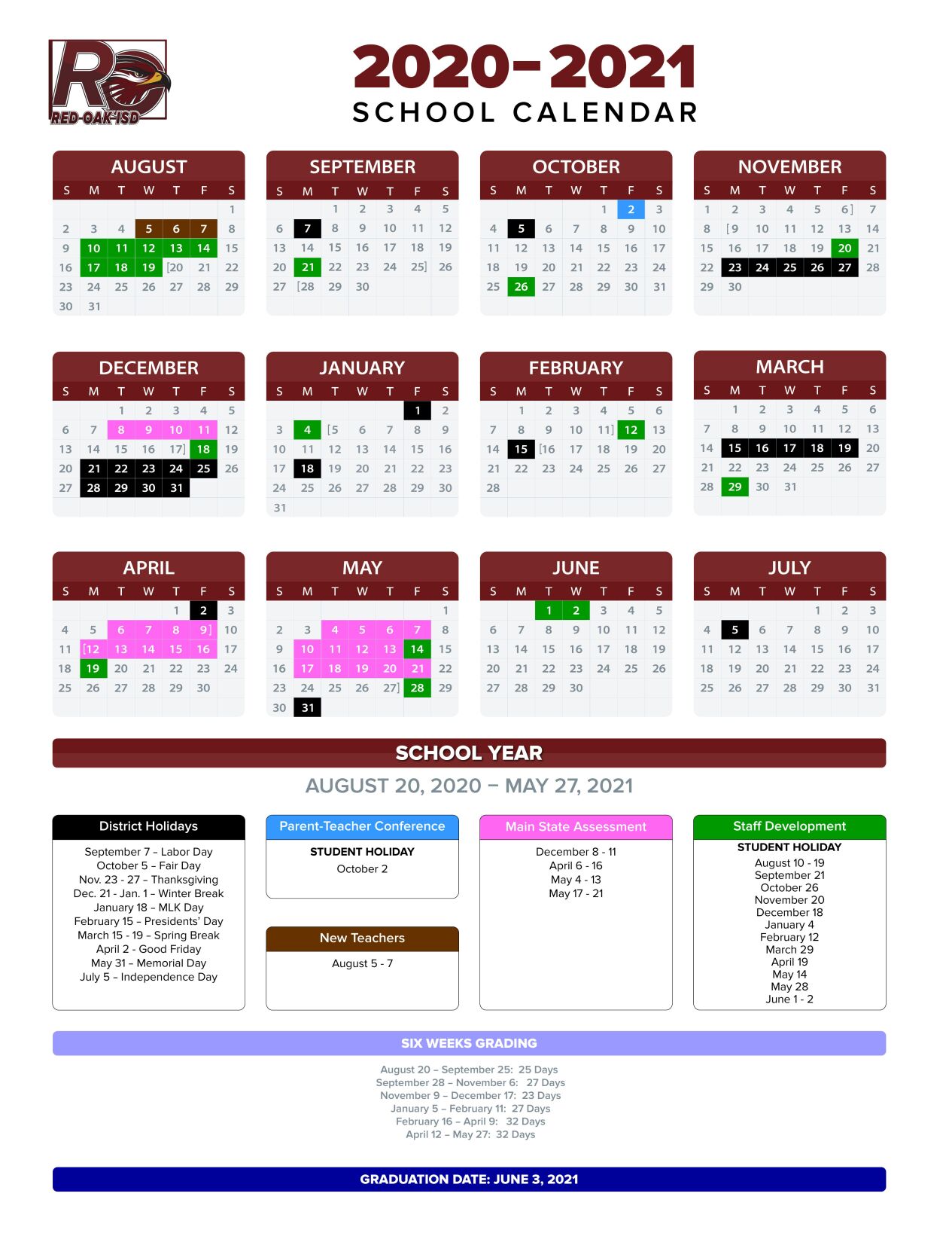 NEW Red Oak ISD 2020-2021 School Calendar (12-3-20 Update).pdf | | waxahachiesun.com NEW Red Oak ISD 2020-2021 School Calendar (12-3-20 Update).pdf | | waxahachiesun.com