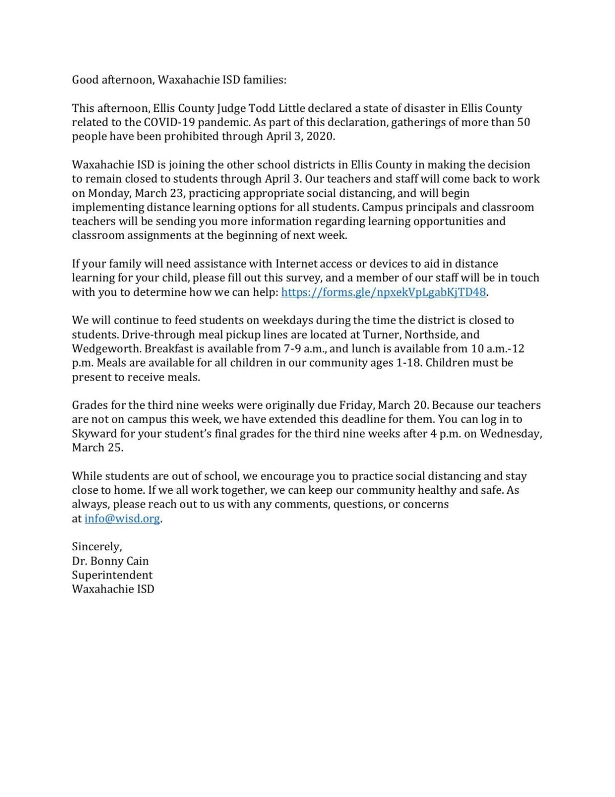 Statement Waxahachie Isd 03 17 20 Pdf Waxahachiesun Com