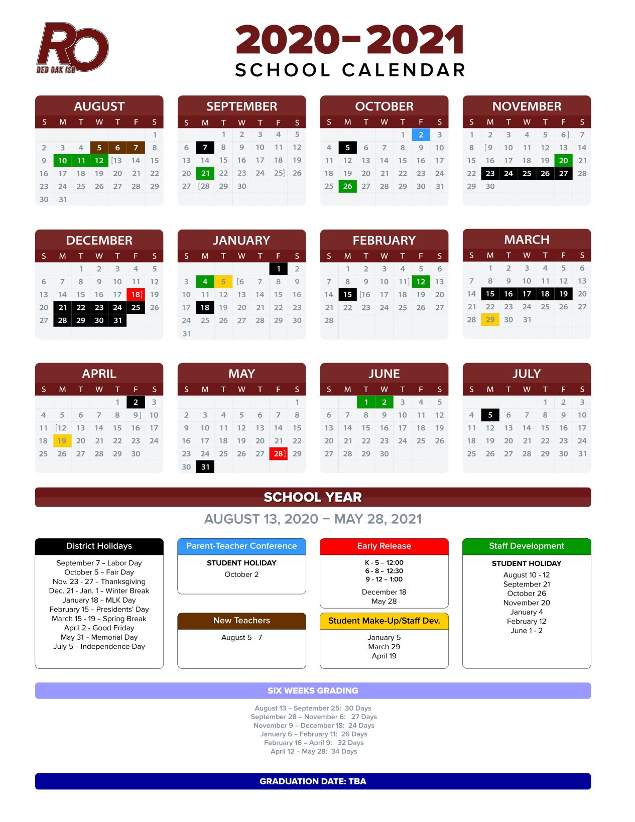 Red Oak ISD 2020-2021 Calendar.pdf | | waxahachiesun.com Red Oak ISD 2020-2021 Calendar.pdf | | waxahachiesun.com