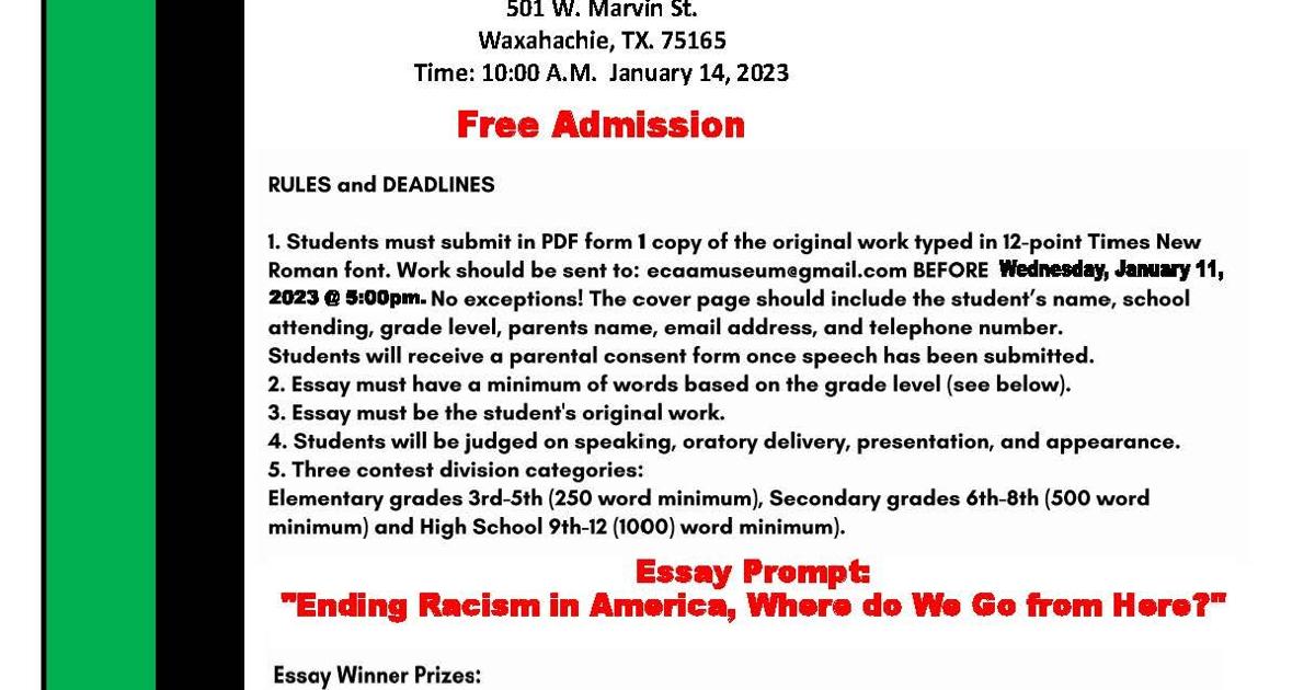 Essay Entries Essay contest entries open now | Education | waxahachiesun.com
