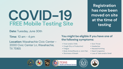 On Site Registration Now Available For Free Covid 19 Mobile Testing Site Tuesday Business Waxahachiesun Com