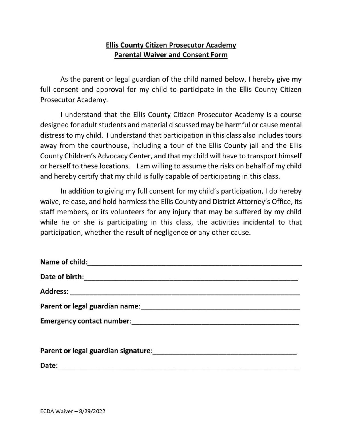 Parental Waiver and Consent Form.pdf | | waxahachiesun.com