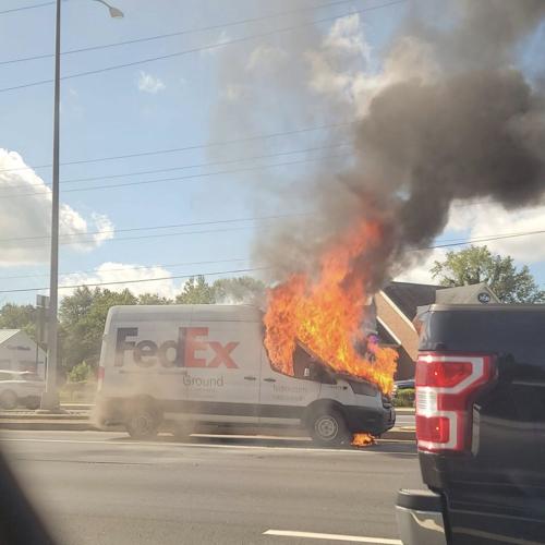 FedEx van fire