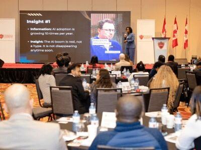 Dr Linda Pajoel, CEO of Diembassy, speaks on Insights on the AI Era at Workplace Leadership Conference, Toronto.