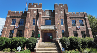 The former Easton Armory, which is now known as the Waterfowl Building, hosts the Waterfowl Festival in Easton, Maryland.