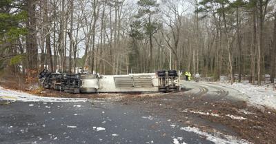 Overturned tractor trailer