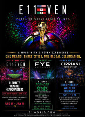 E11EVEN Expands Its Signature Entertainment Experience Across Miami, Toronto, and New York During this Summer's Fútbol Tournament