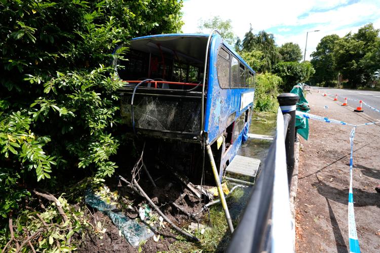 Britain Doubledecker Bus in River