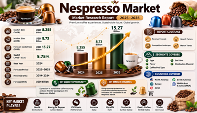 Nespresso Market to Reach USD 15.27 Billion by 2035 at 5.75% CAGR Driven by Sustainable Coffee Innovations