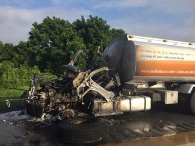 Oil Truck Catches Fire, Closes Part of Rt. 1