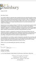 Salisbury Council President Warns Mayor in Letter