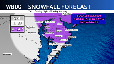 Massive Snowstorm Takes Aim On Delmarva For Sunday Into Monday