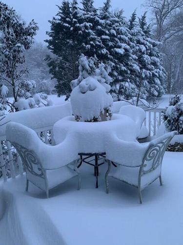 Snow-covered table in Selbyville