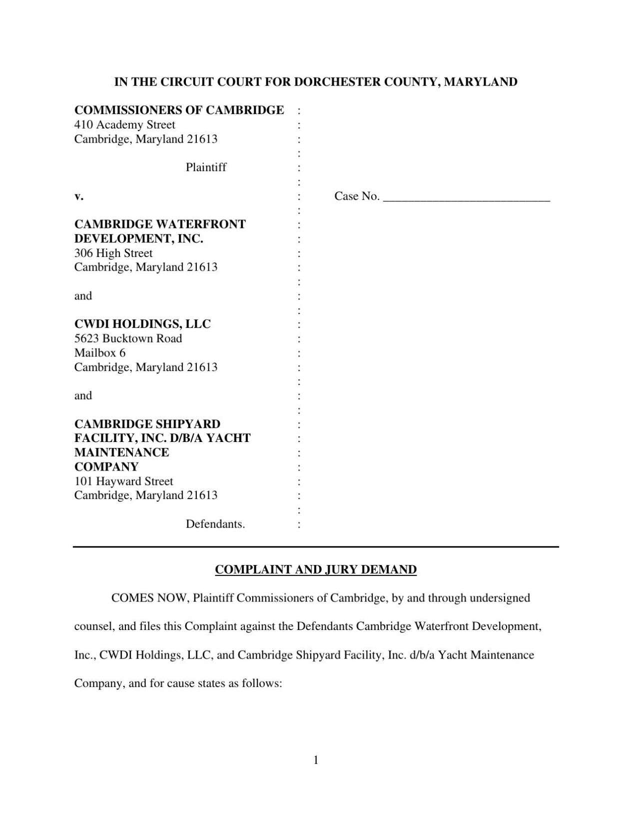 City of Cambridge v. CWDI (Circuit Court)