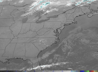 GOES Imagery shows the near total lack of clouds over the Eastern USA early Sunday.