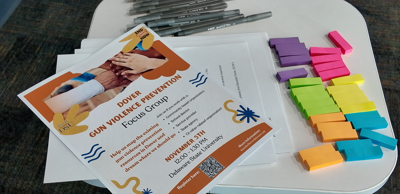 Flyer for a Dover gun violence prevention focus group.