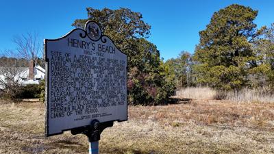 The Henry's Beach Historical Marker in Dames Quarter