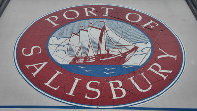 the Port of Salisbury logo on a sign