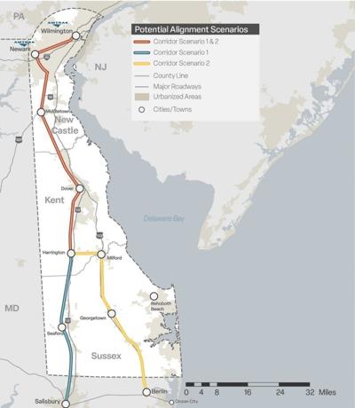 Possible passenger rail service routes map.