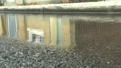 Floodwater on Wynnfall Avenue in Crisfield, Maryland.