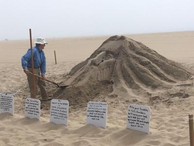 Randy Hofman Working on a Sculpture