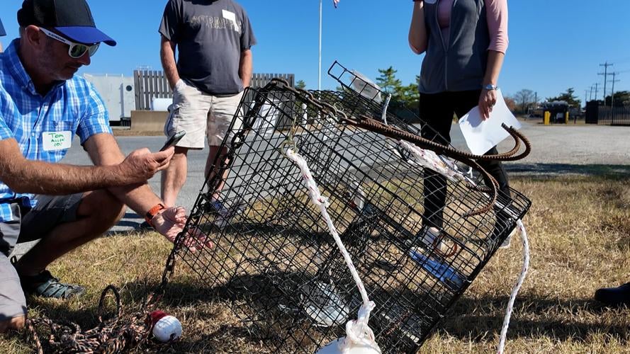 Crab Pot with Grapple Attached
