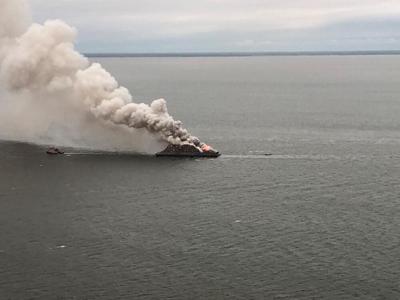 Barge in bay