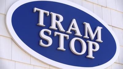 Boardwalk Tram Stop Sign