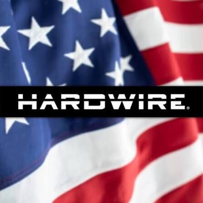 Hardwire LLC logo in front of an American Flag