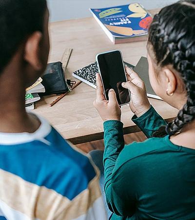 Students using cell phone