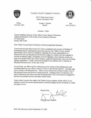 Sheriff Joe Gamble Letter