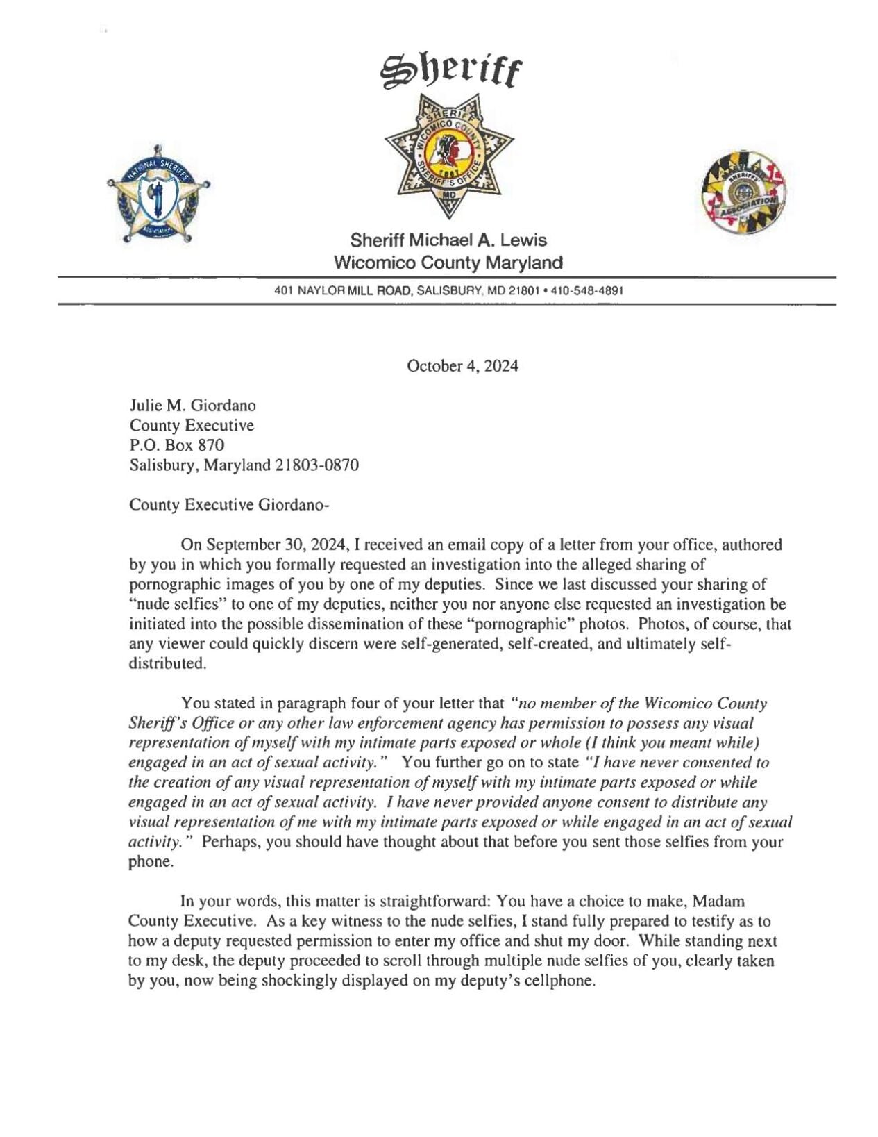 Mike Lewis letter