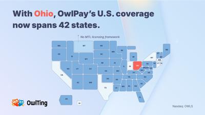 OwlTing Group (NASDAQ: OWLS) Secures Ohio Money Transmitter License, Extending U.S. Coverage to 42 States