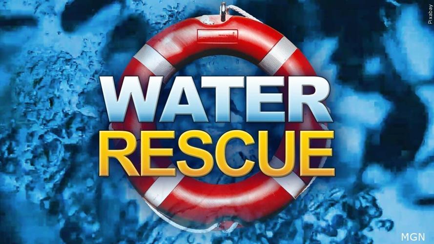 A graphic shows a life raft with a water background, with the words "Water Rescue" over it.