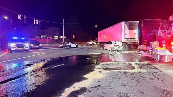 Crash involving tractor trailer hospitalizes multiple in Easton