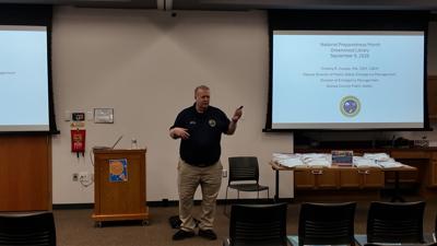 Timothy Cooper, Sussex County Emergency Management, gives disaster preparedness presentation. 