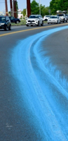 Blue Paint Spilled on Savannah Road