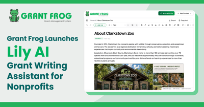 Grant Frog Launches Lily AI, a Grant Writing Assistant That Turns a Nonprofit's Stories Into Grant Applications