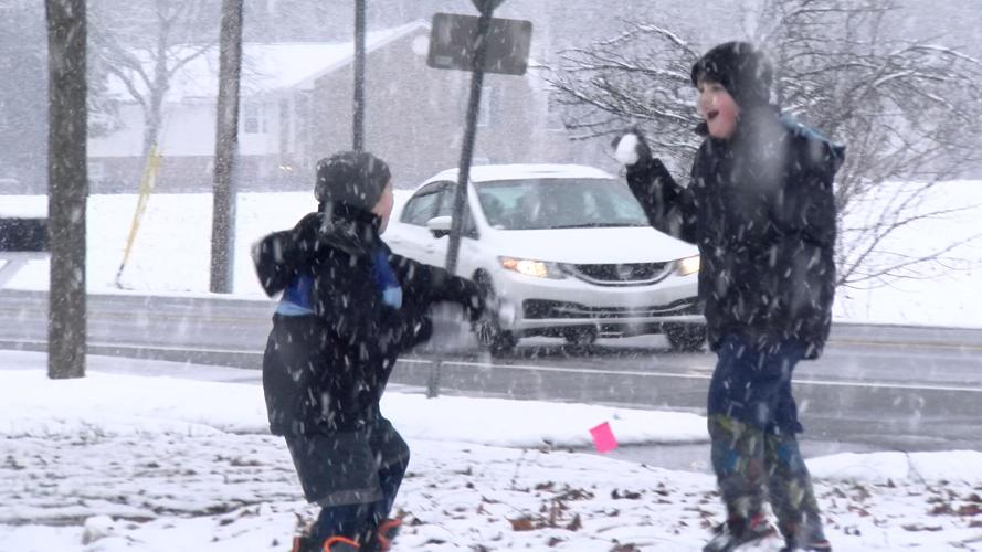 Kids playing in snow
