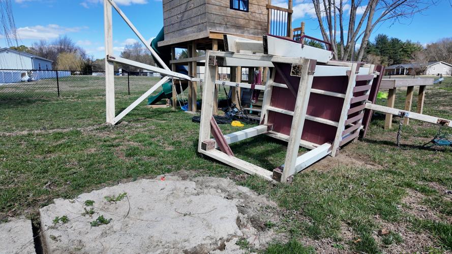 Swingset toppled over