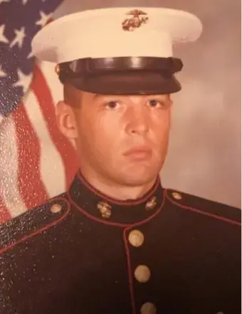 Man in Military Marine uniform