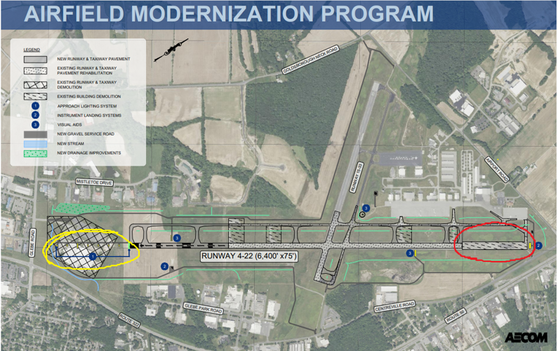 Easton Airport's Airfield Modernization Circled Plans