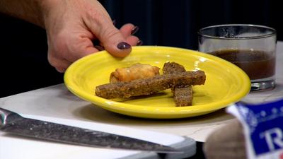 RAPA scrapple fries plated on a yellow plate